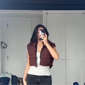 Princess Polly Cropped Brown Puffer Vest